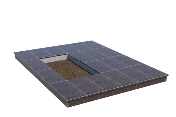 Площадки на могилу в Санкт-Петербурге | Площадка с вертикальной (10 см) облицовкой Дымовским гранитом (под цветник)