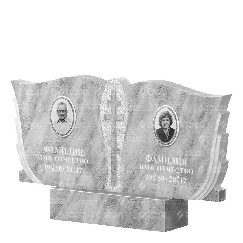 Памятники из мрамора в Санкт-Петербурге | Двойной мраморный памятник ФМ-136