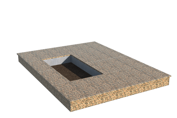 Площадки на могилу в Санкт-Петербурге | Площадка с вертикальной (15 см) облицовкой Южно-султаевским гранитом (под цветник)