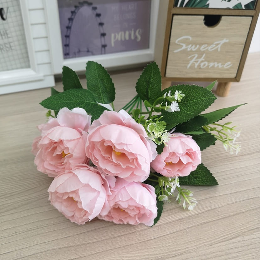 Искусственные цветы в Санкт-Петербурге | Цветы искусственные «Минипиончики с гипсофилой», нежно-розовые, букет