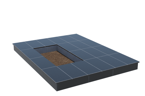 Площадки на могилу в Санкт-Петербурге | Площадка с вертикальной (15 см) облицовкой гранитом Габбро (под цветник)
