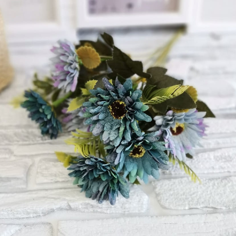 Искусственные цветы в Санкт-Петербурге | Цветы искусственные «Ромашки», фиолетово-голубые, букет