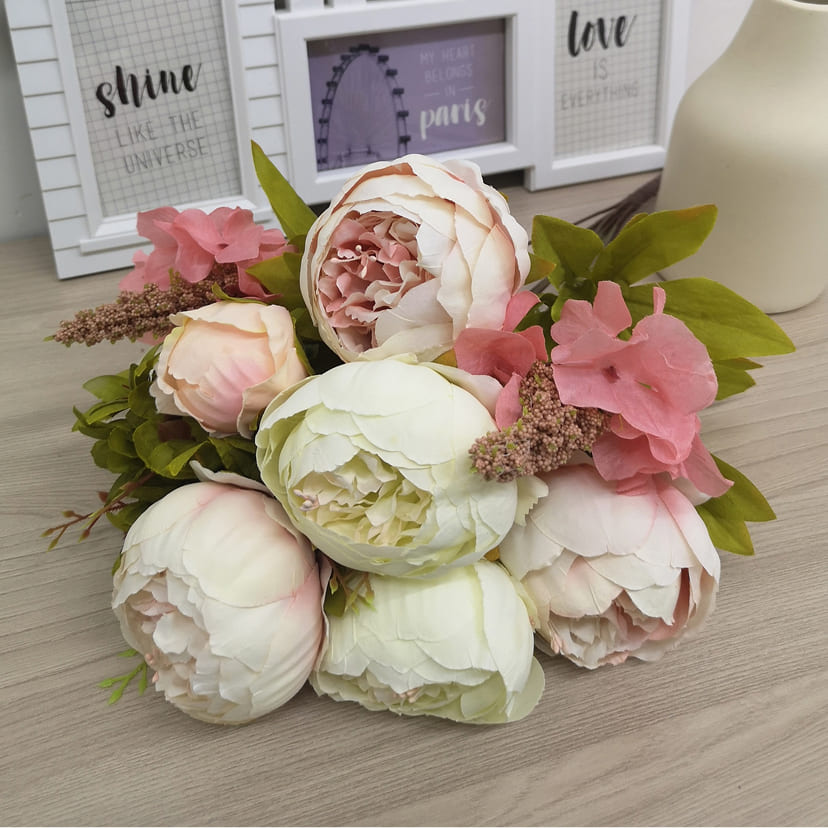 Искусственные цветы в Санкт-Петербурге | Цветы искусственные «Пионы», молочно-розовые, букет