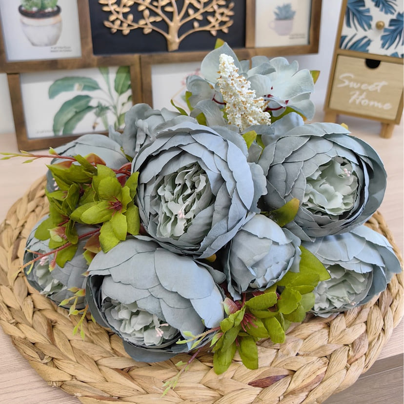 Искусственные цветы в Санкт-Петербурге | Цветы искусственные «Пионы», серо-голубые, букет