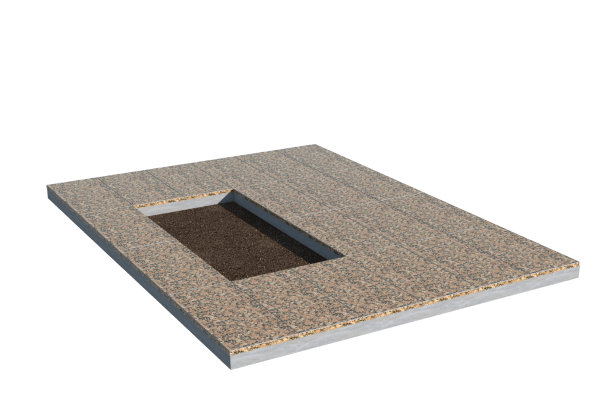 Площадки на могилу в Санкт-Петербурге | Площадка с облицовкой Южно-Султаевским гранитом (под цветник)