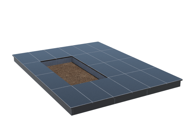 Площадки на могилу в Санкт-Петербурге | Площадка с вертикальной (10 см) облицовкой гранитом Габбро (под цветник)