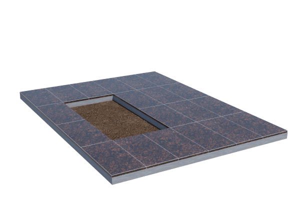 Площадки на могилу в Санкт-Петербурге | Площадка с облицовкой Дымовским гранитом (под цветник)